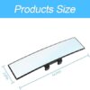 Car Rearview Mirrors, Shock Resistant Interior Clip-on Panoramic Rear View Mirror for Car, Wide Viewing Range, 12 inch HD Universal Use for Cars, SUVs, Trucks, Vehicles (White)