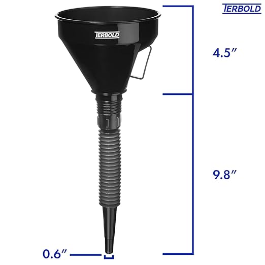 Automotive Flex Funnel with Hose | Wide Mouth Flexible Oil Funnel for Automotive Use - Gas, Transmission Fluid, Car Fuel, Oil Change (Black)