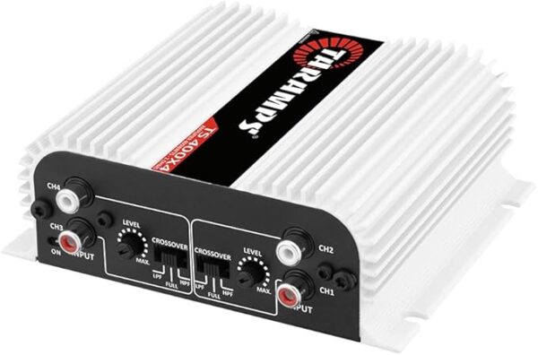 Taramps TS 400x4 400 watts RMS 4 Channels Full Range Car Audio Amplifier, 2 Bridged Channels, RCA Input Class D, Output Power, Multichannel Amplifier System, Small - TS400X4