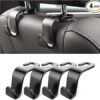 Car Back Seat Headrest Hooks, 4 Pack Black Stylish Back Seat Hanger for Car Handbag Clothes Coats Grocery Bags, Car Interior Accessories (Black2)