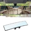 Car Rearview Mirrors, Shock Resistant Interior Clip-on Panoramic Rear View Mirror for Car, Wide Viewing Range, 12 inch HD Universal Use for Cars, SUVs, Trucks, Vehicles (White)