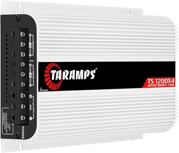 Taramps TS 1200x4 Amplifier Car Audio 1200W RMS 2 Ohms 4 Channels 2 Bridged Channels, Full Range Crossover Fixed RCA/Wire Input - Multichannel Class D