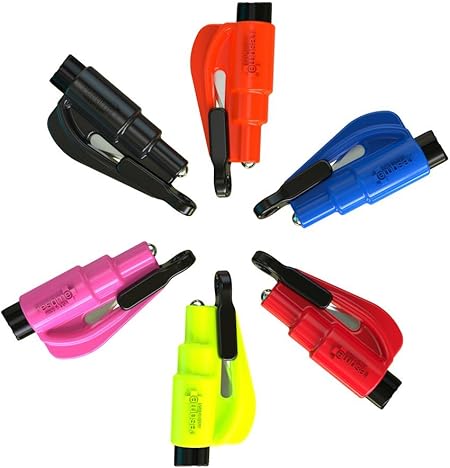 Resqme Pack of 2, The Original Emergency Keychain Car Escape Tool, 2-in-1 Seatbelt Cutter and Window Breaker, Made in USA, Safety Yellow