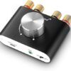 Nobsound Mini Bluetooth 5.0 Power Amplifier, Stereo Hi-Fi Digital Amp 2.0 Channel 50W×2 with AUX/USB/Bluetooth Input, Wireless Audio Receiver, PC Sound Card with Power Supply (Black)