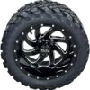 12 Inch Glossy Black Phantom Golf Cart Wheels & Tires Set of 4, 20x10-12 All Terrain Tires/Street Use, DOT Certified Golf Cart Wheels Compatible with EZGO, Club Car, YMH