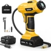 AstroAI Cordless Tire Inflator Air Compressor 20V Rechargeable Battery Powered 160PSI Portable Air Pump with 12V Car Power Adapter Digital Pressure Gauge for Cars Motorcycles JY16P160-18（C2）Yellow