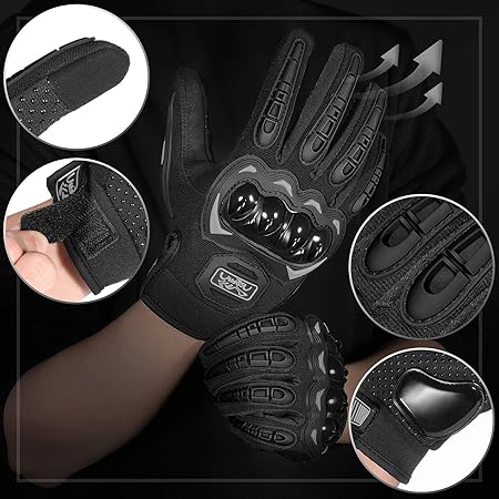 81BUxqbcVnL._AC_SY450_ COFIT Motorcycle Gloves for Men and Women, Full Finger Touchscreen Motorbike Gloves for BMX ATV MTB Riding, Road Racing, Cycling, Climbing, Motocross - Black L