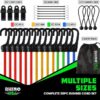 Rhino USA Bungee Cords with Hooks (28-Piece) Heavy Duty Outdoor Bungee Straps with Small, Short and Long Sizes - 4 Free Tarp Clips, Drawstring Bag, Canopy Ties & Ball Bungie - UV & Weather Resistant