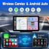 Carplay Screen for Car, 7'' Wireless CarPlay & Android Auto- Upgrade Portable Touchscreen with Bluetooth, Mirror Link, Voice Control, Hands-Free Calling Car Play Screen Stereo for All Vehicles