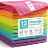 Orighty Microfiber Cleaning Cloth Pack of 12, Microfiber Towels for Cars, Highly Absorbent Car Cleaning Supplies, Lint Free Cloths Clean Rags for Car Care, House, Kitchen, 12x12 inch