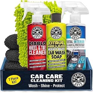 81zRJWBZn6L._AC_SY300_SX300_QL70_ML2_ Chemical Guys Car Cleaning Kit - With Car Wash Soap, Wheel Cleaner, Total Interior, Car Wash Mitt - Interior and Exterior Wash Kit With Vehicle Cleaning and Detailing Accessories - 7 Item Kit