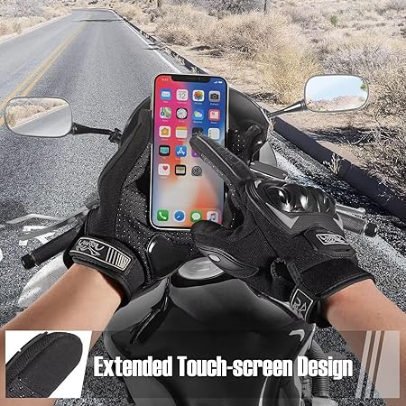 91CzjvzVYHL._AC_SY450_ COFIT Motorcycle Gloves for Men and Women, Full Finger Touchscreen Motorbike Gloves for BMX ATV MTB Riding, Road Racing, Cycling, Climbing, Motocross - Black L