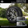 RM Cart 10" Warlock Black/Machined on 205/50-10 Deli Low Profile Tires (Set of 4) | Golf Cart Tires and Wheels Combo with Metric Lug Nuts
